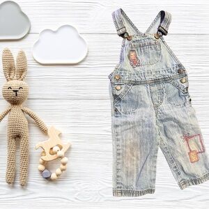 Charming Light Blue Kids Overalls with Embroidery